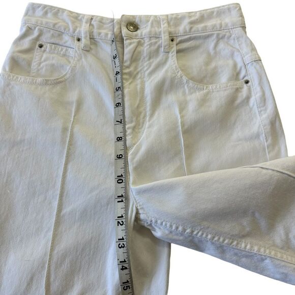 Isabel Marant White High Rise Wide Leg Cropped Raw Hem Cabrio White Jeans, 2 - Picture 15 of 16